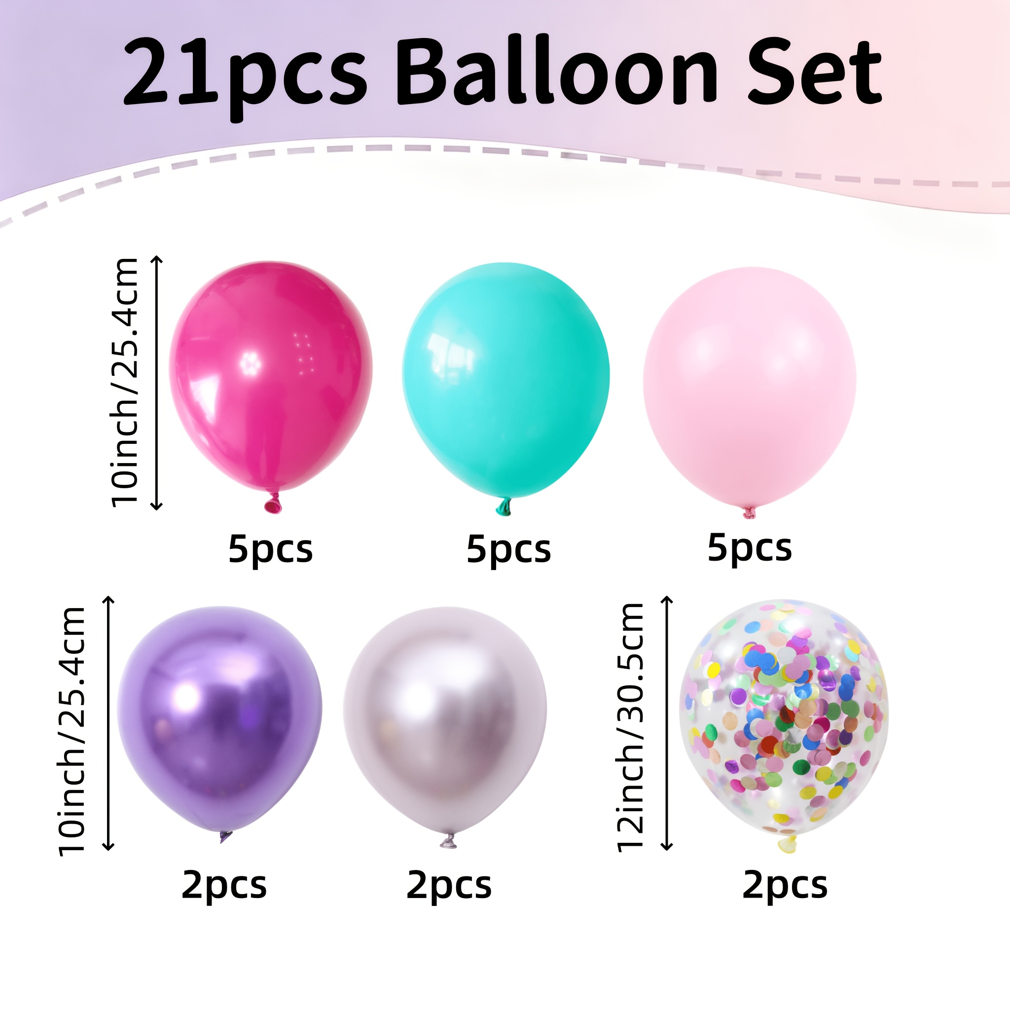 TEMU Set de 21 globos para de con temática de niña, globos de rosa, , rosas y multicolores, ideales para baby shower, reuniones de mejores ,