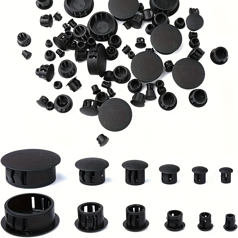 

110pcs Black Plastic Cabinet Hole Plugs - 6 Sizes For Locking Hole Tubes, Furniture , & Versatile Screw Hole Plugs For Secure Fastening