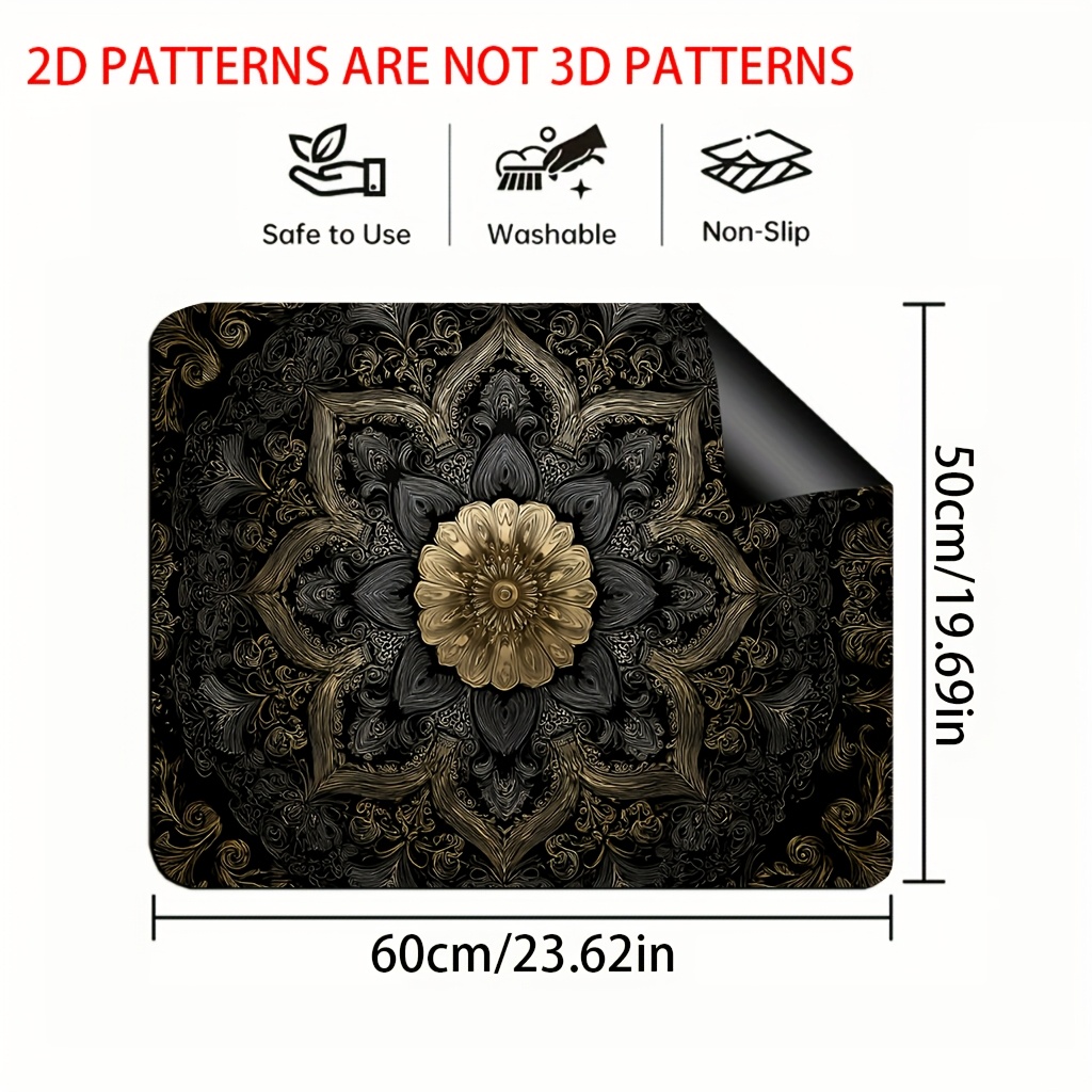 TEMU 1 stuks, 2D plat, Mandala ontwerp zwarte fornuisbeschermer mat, keukenmat past op fornuisdeksel extra groot, ovenhoezen voor fornuisdeksel -