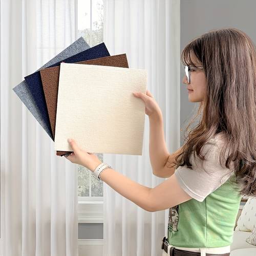 10 12 28 pcs square mat self non slip easy to sweep suitable for bedroom living room kitchen office and porch decor multi purpose splicing square cement non slip floor sticker 30cm x 30cm