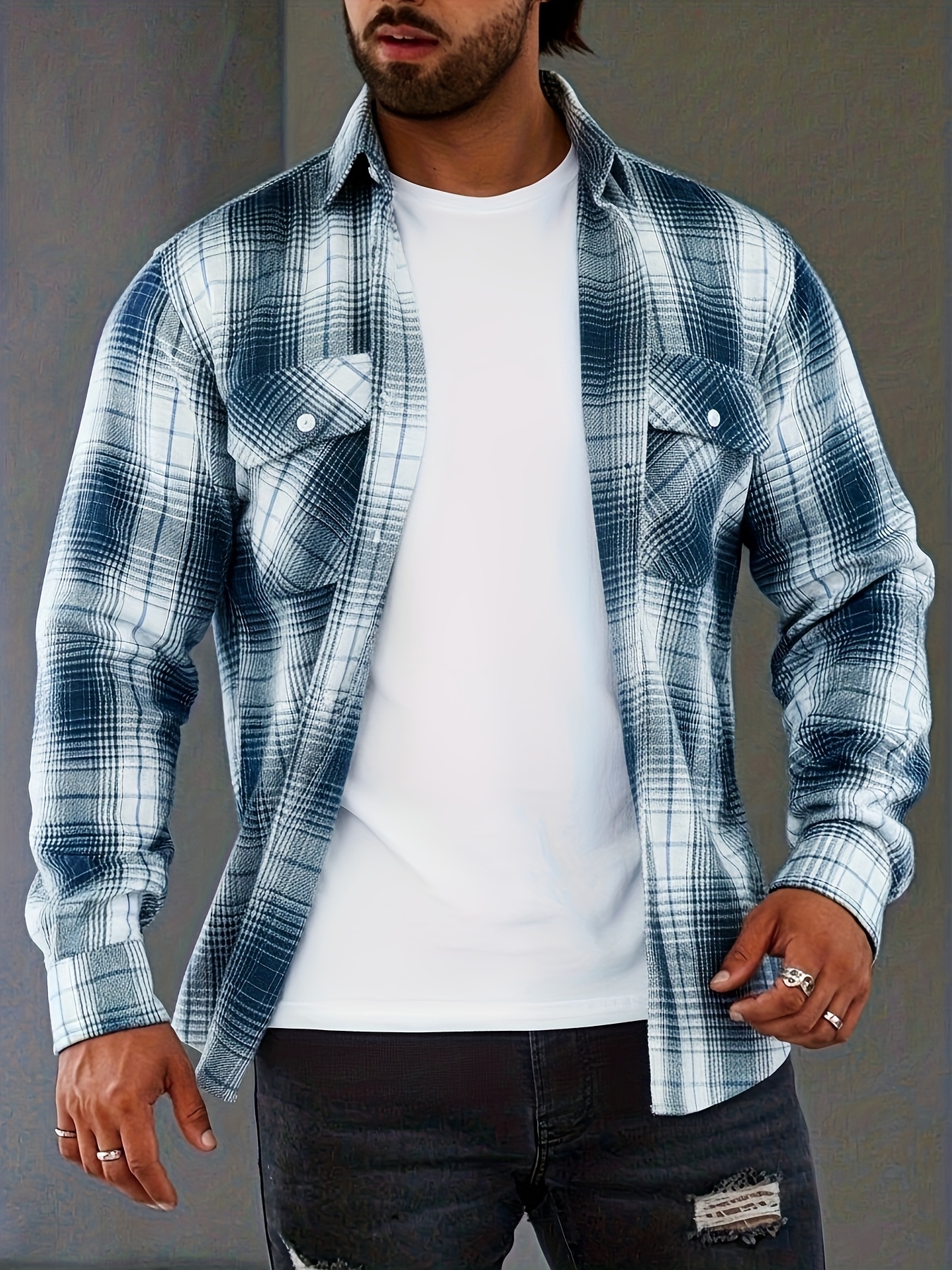 Chemise à Carreaux Homme — Vintage & Décontractée Chemise Vintage à Carreaux Verts et Marron pour Homme, Style Décontracté à Poches Doubles pour Printemps/Automne, Haut Polyvalent, Design Rétro à Carreaux, Coupe Détendue, Lavage à la Main, Tissu Non Élastique, Chemise Homme, Coupe Régulière, Pour Passionnés de Vêtements de Travail, Tenue Décontractée, Taille Chinoise, Veuillez Consulter Attentivement le Guide des Tailles