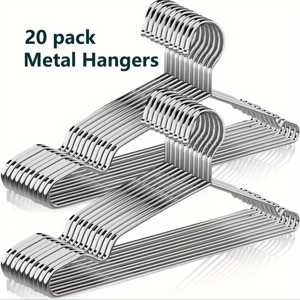 

Value Pack 20pcs Metal Hangers, Heavy Duty Stainless Steel Hangers For Closet Coat Clothing Suit Shirt, 16.5in/42cm Standard Hangers, Suitable For Clothing Stores