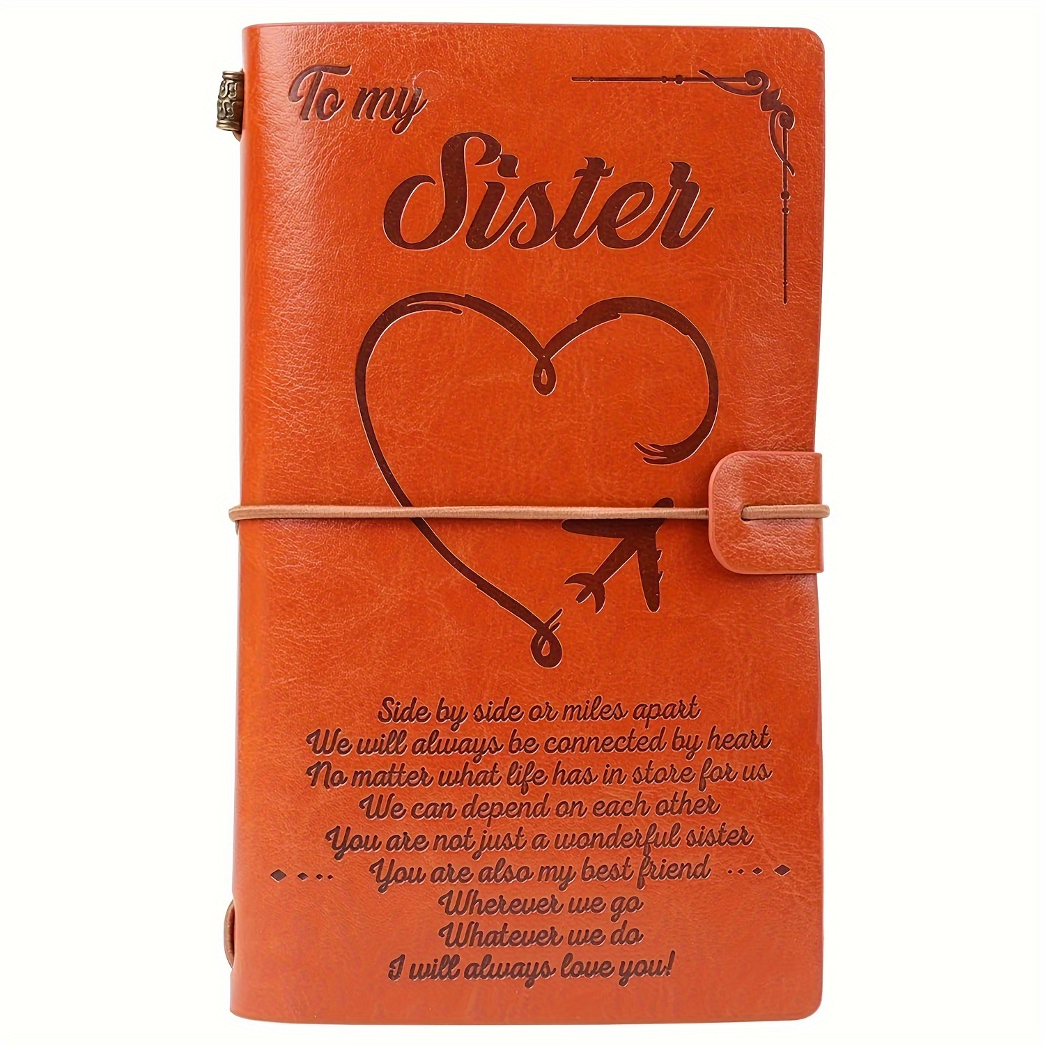 

To My Sister Leather Journal - Refillable Hardcover Executive Notebook With 140 Plain Pages - Ideal Anniversary, Birthday, Or Friendship Gift From Sister Or Brother