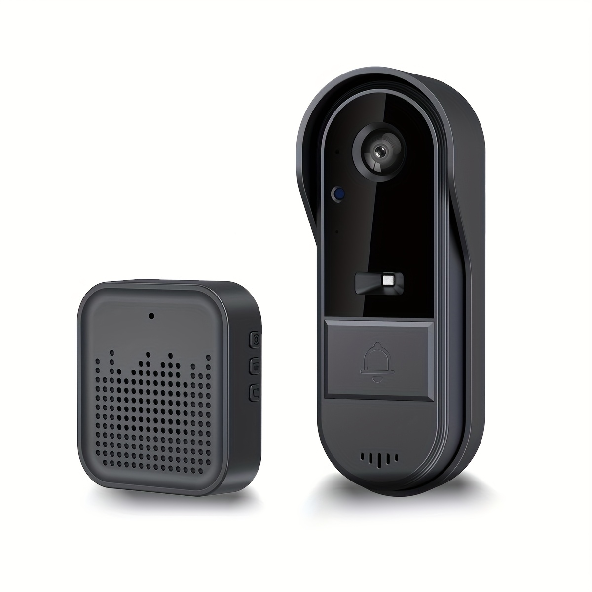TEMU Sonnette Vidéo Wi-Fi Fil, Caméra de Sonnette Vidéo Intérieur/Extérieur, Détection IA et Alertes Instantanées, Vision HD 1080P, Audio