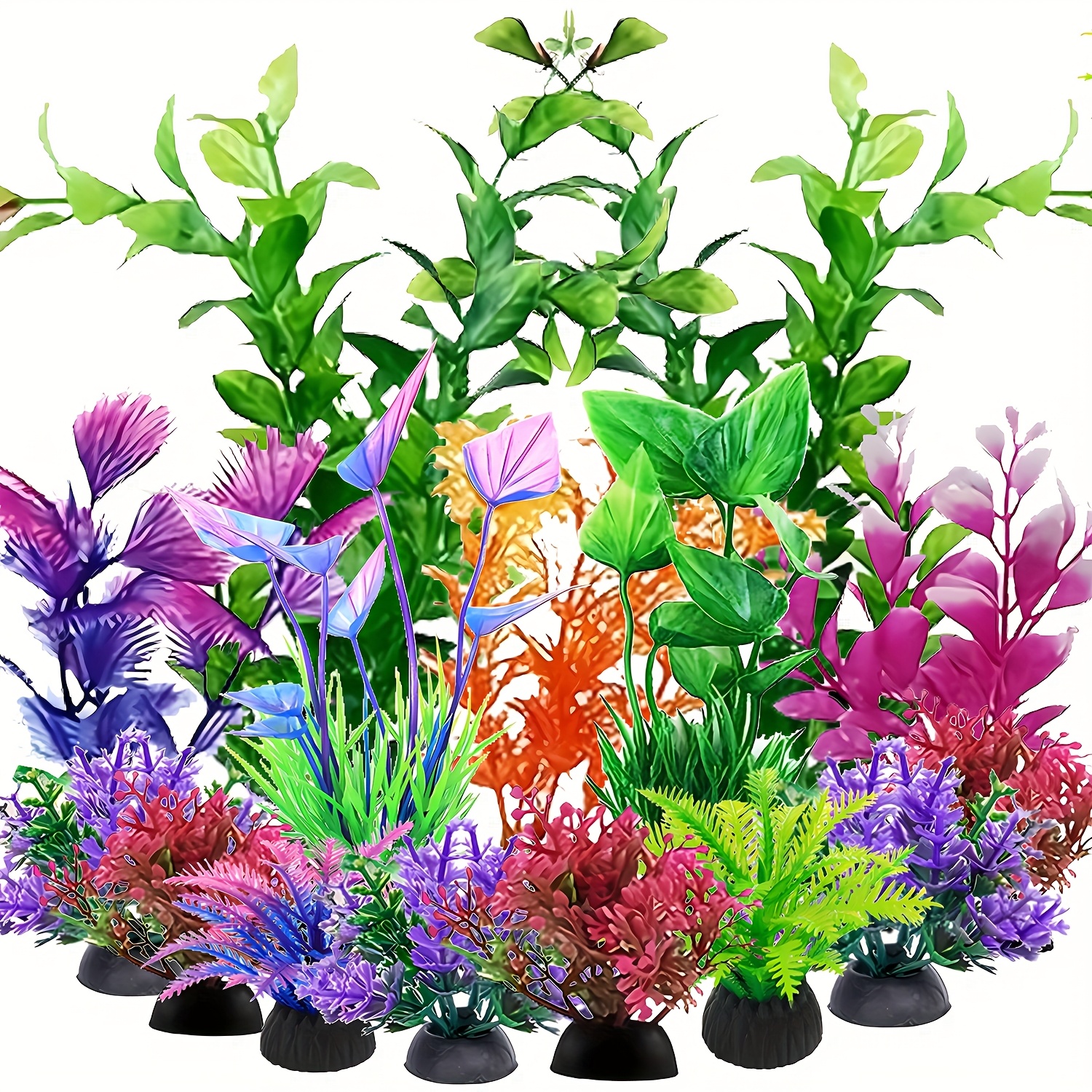 Image of 15pcs Artificial Aquarium Plants, Fish Tank Decorations, Durable Plastic Aquatic Scenery Additions, Suitable For Freshwater And Saltwater, Aquarium Decor Landscape Supplies