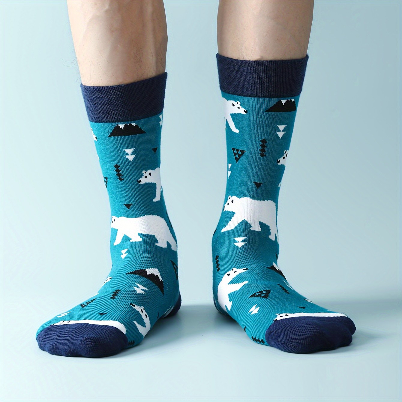 Men's Mid-Calf Fun Antarctic Penguin Pattern Socks