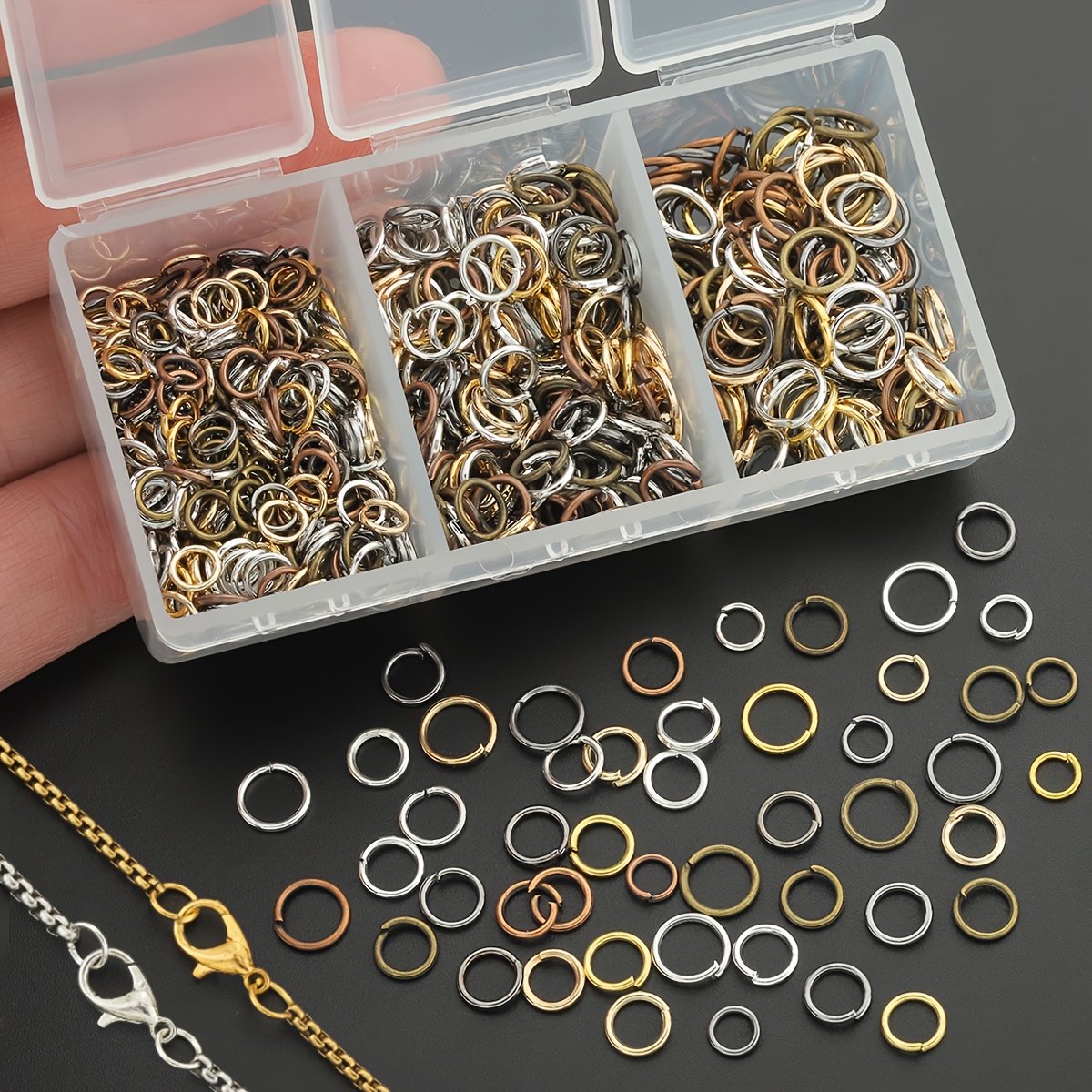 1000pcs Mixed Color Open Jump Rings for Jewellery Making