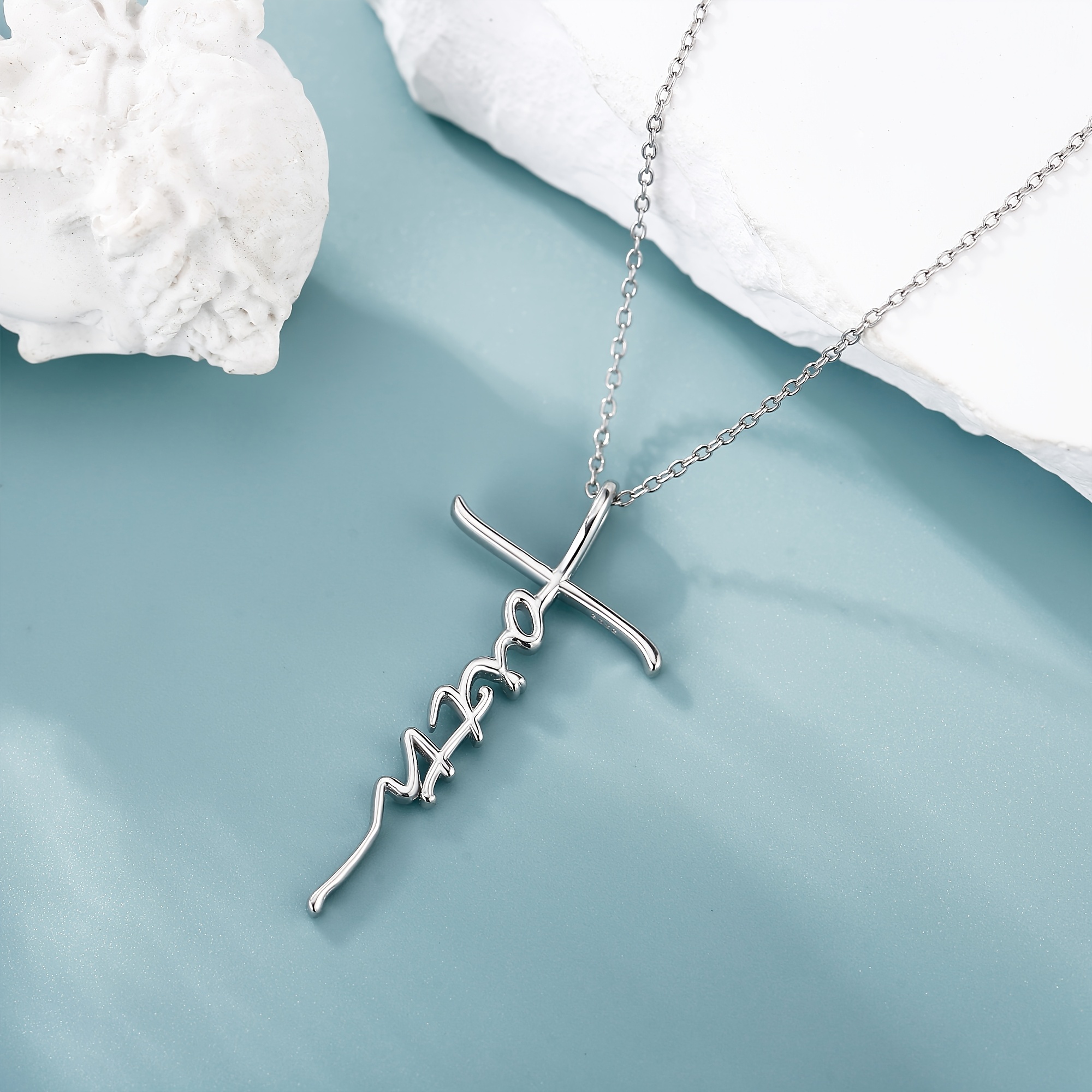 Women's 925 Sterling Silver Adjustable Faith Cross Necklace — Religious Gift