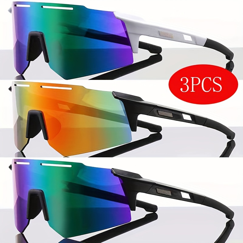 

3pcs Sports Fashion Glasses - Trendy Design With Pc Lenses For Cycling & Racing