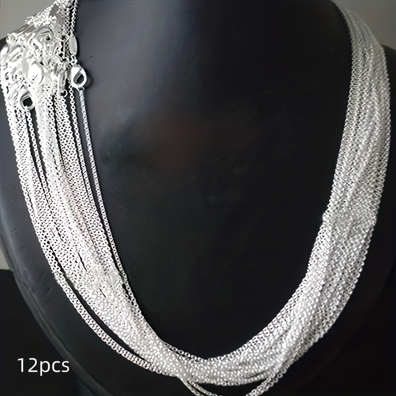 Image of 12pcs 304 Stainless Steel Necklace, O-chain, Fashion Simple Cross Chain, Diy Craft Chain Necklace