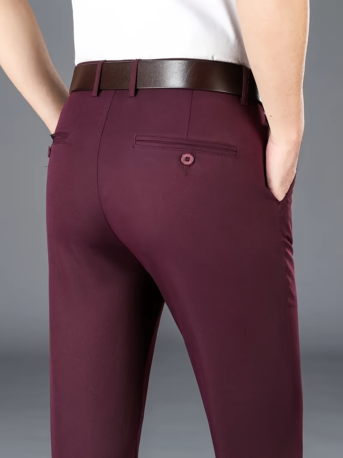 mens classic business dress pants solid color casual - Temu Nigeria