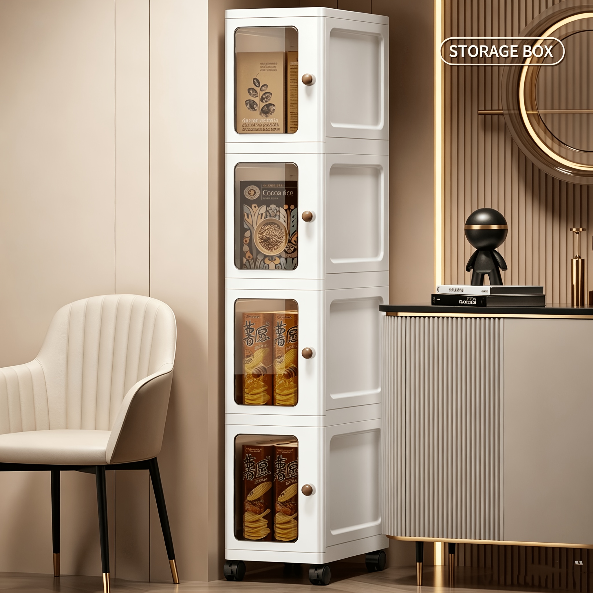 Plastic Multi-Layer Foldable Storage Cabinet for Bathroom