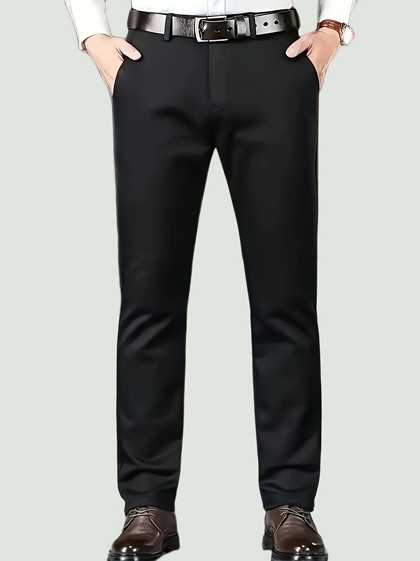 premium mens dress pants no belt men's clothing temu - Temu