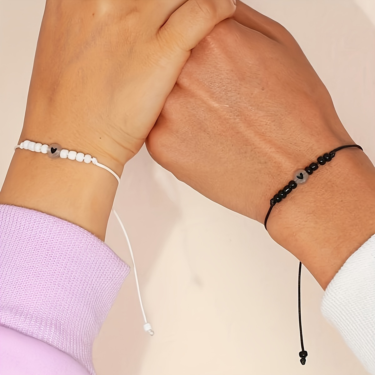 Adjustable Luminous Heart Bead Bracelets for Couples & Friends