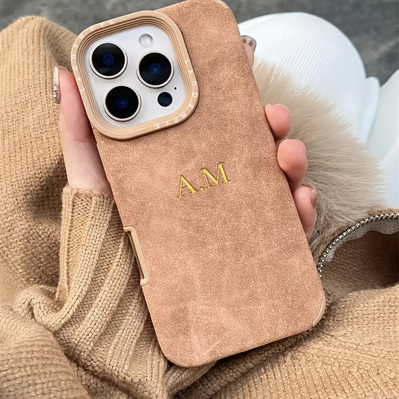 Personalized Custom Initial Name Phone Case for Iphone Models 16, 15, 14, 13, 12, And 11 Pro Max, Featuring a Luxurious Suede Faux Leather Soft Back Cover, Ideal for 3D DIY Engraved Letters, Perfect As Birthday And Festival
