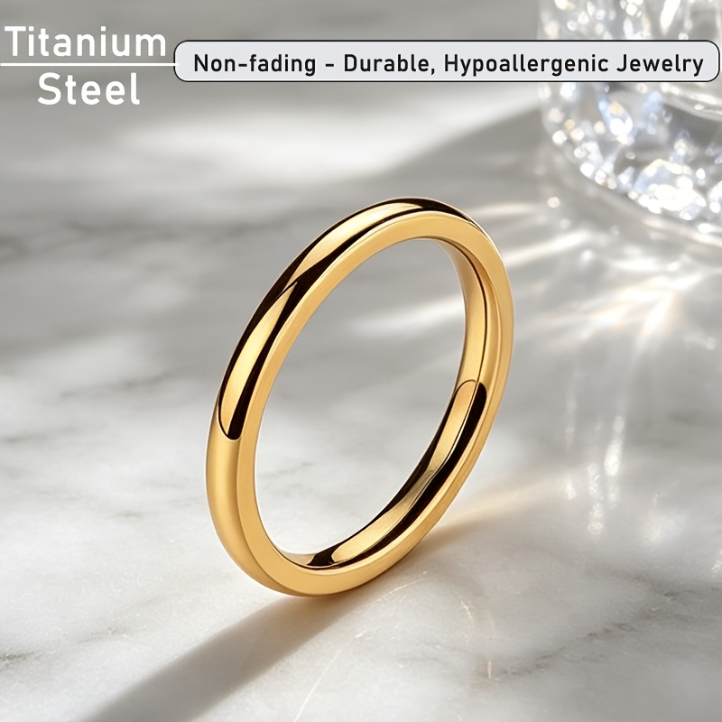 Women's Slim Titanium Steel Ring, Minimalist Style