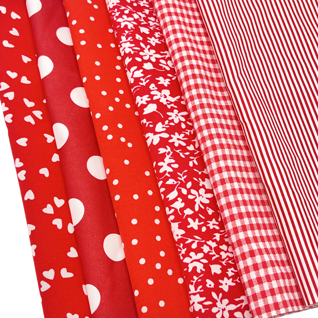 Image of 6pcs Of Red Floral And Polka Dot Square Fabric. Pre-cut Patterns For . Crafts Suitable For Hand Sewing, Scrapbooking, And Creative Sewing. Ideal For Diy Projects And Creative . Hand Wash Only