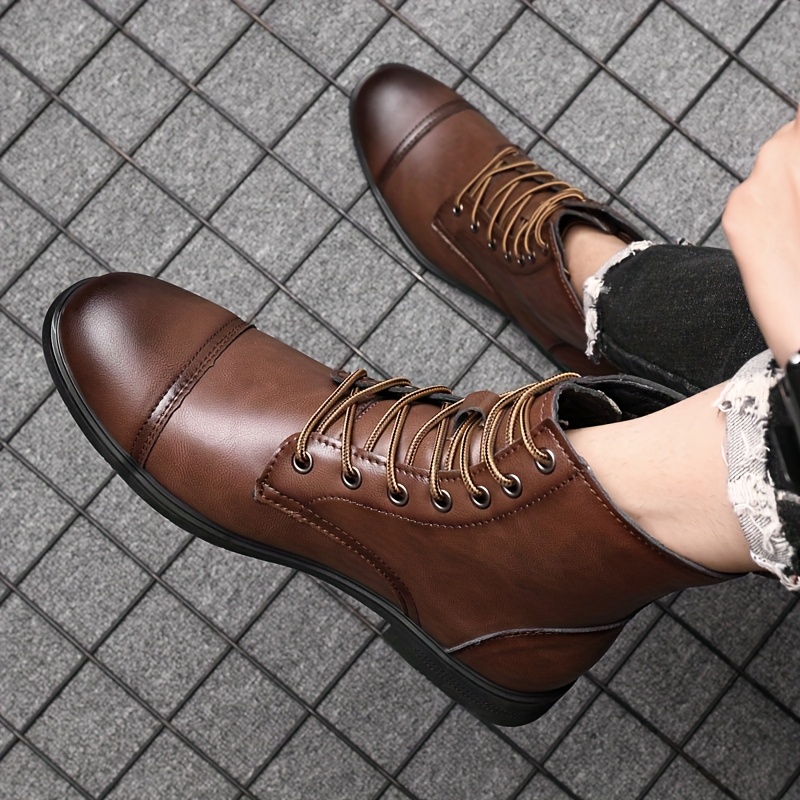 mens boots dress boots mens cap toe fashion boots lace - Temu Mauritius