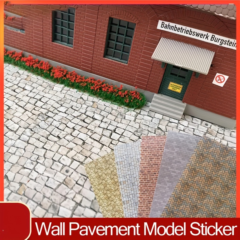 

1pc 20*29Cm/7.78*11.42Pouces Simulation Mur Sol Autocollant Modèle Trottoir Pièce Aménagement Échelle Table de DIY Autocollant avec Colle Modèle Matériel