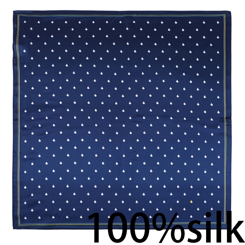 TEMU Women's Nautical Style Vintage Silk Square Scarf, 20.86 X 20.86 Inches Navy Blue Paper Boat Polka Dot Silk Decorative Scarf, Silk Weave, Drape,