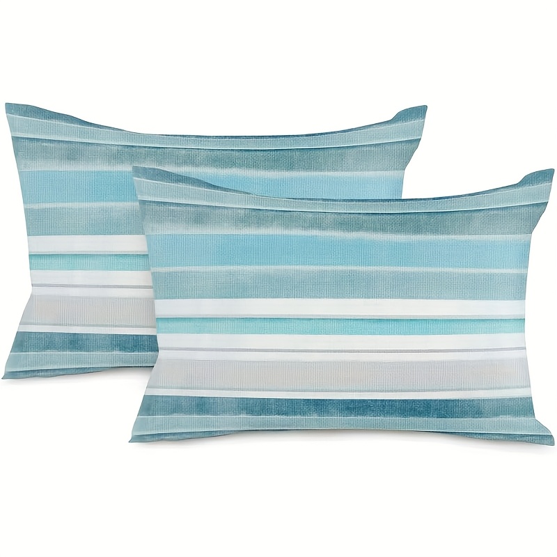 2pcs Decorative Throw Pillow Covers Soft Pastel Aqua Turquoise Blue Green  Modern Cushion Cases with Zipper Closure for Living Room, Bedroom, Sofa 