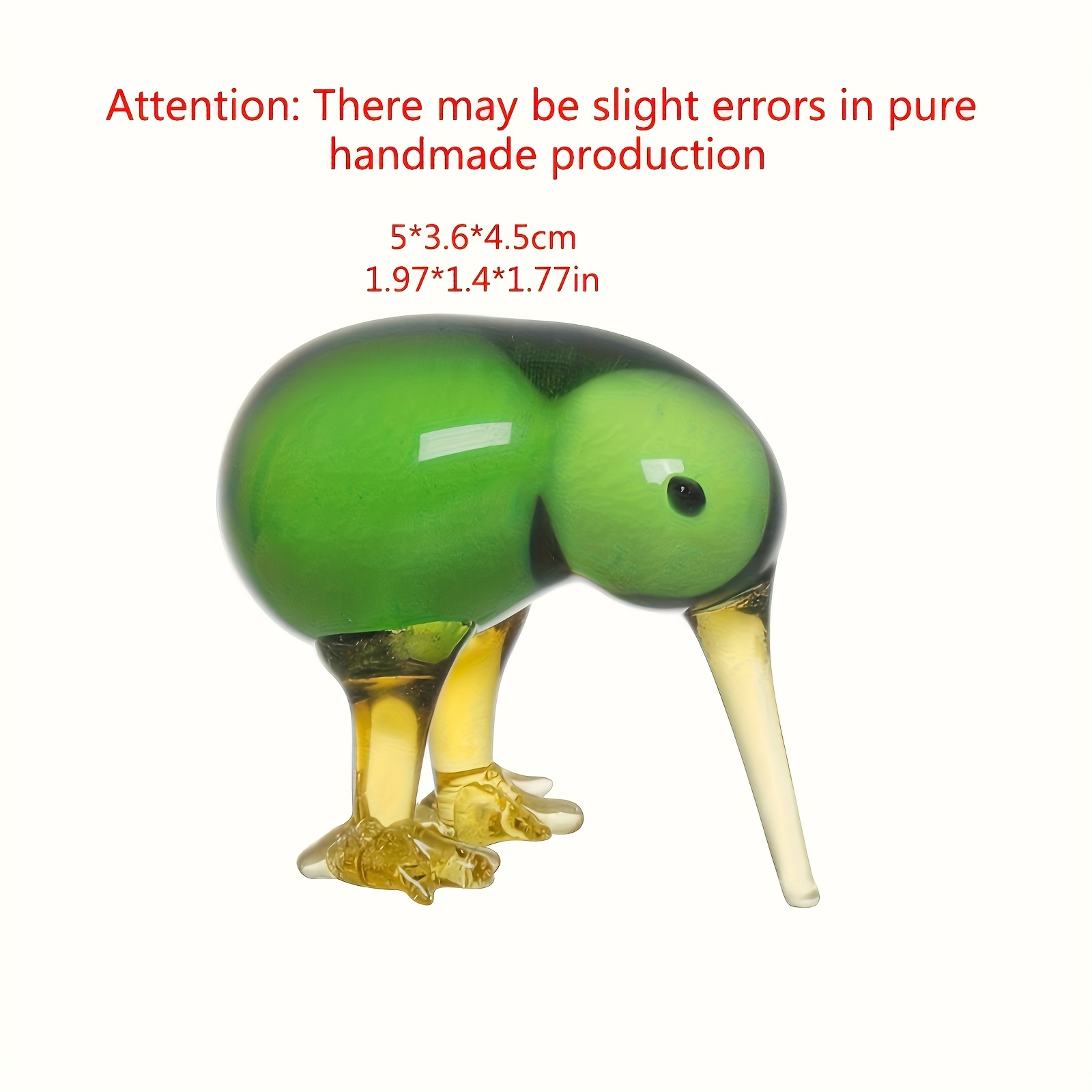 TEMU Handgefertigte Kristallvogelfigur - Lebendiges Grünes & Oranges Glasornament mit Blauem , für Heimdekoration, Kaffeetisch-Display oder als