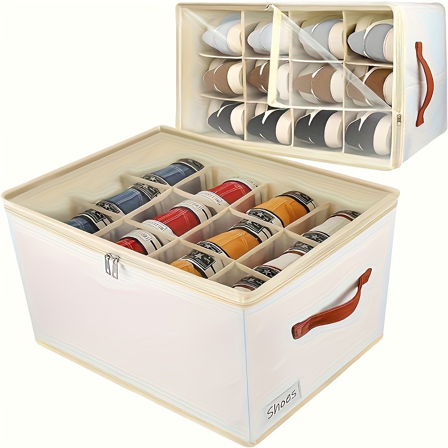 

Space-saving Shoe Organizer With Clear Lid - Stackable, Foldable Storage Box For Closet & Wardrobe, Ideal For Cushions & More