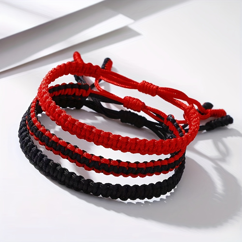 

1pc Creative Handmade Braided Bracelet, Two-color Stacking Dopamine Bracelet Adjustable Hand Jewelry For Men