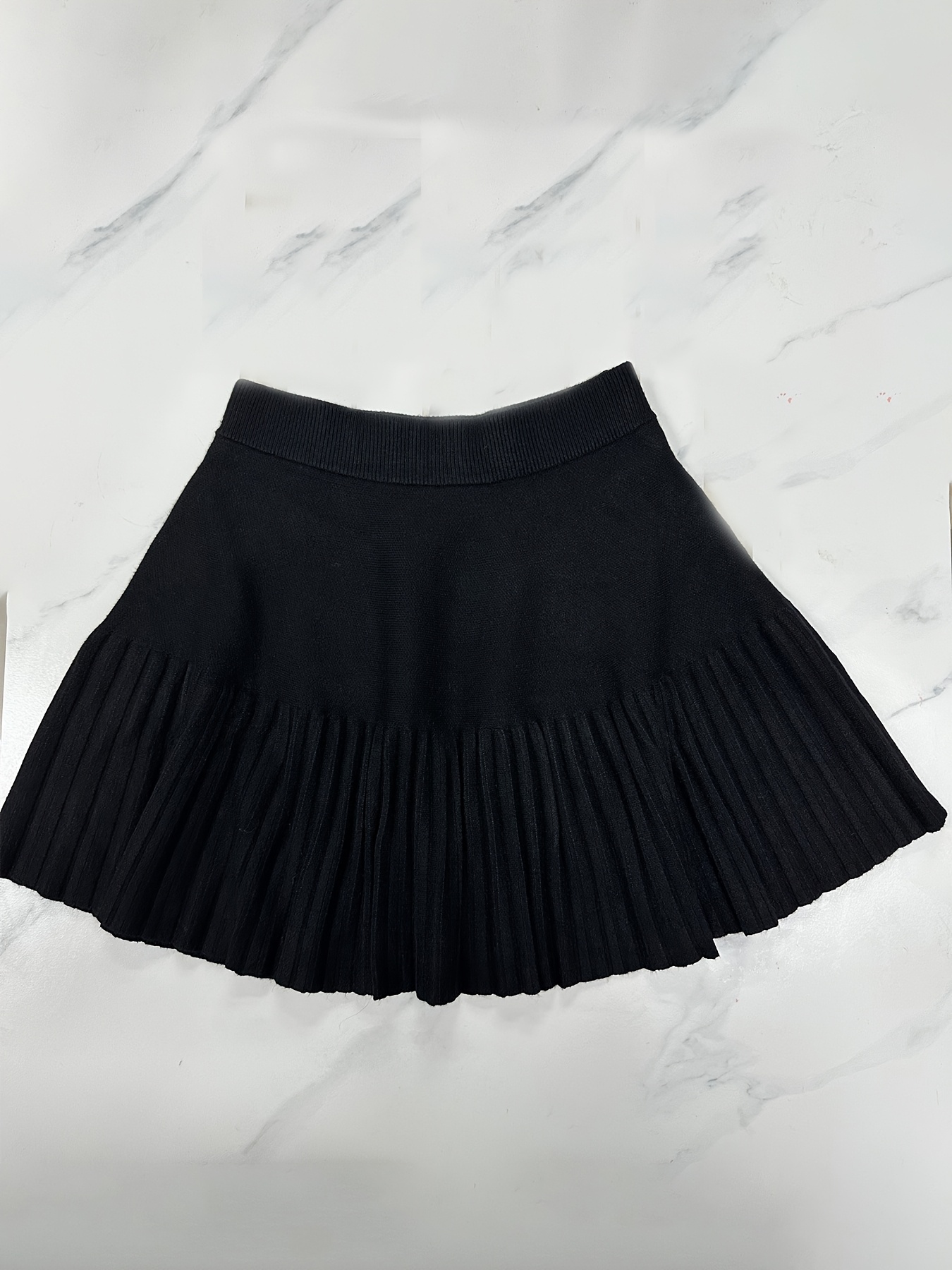 womens high waist pleated skirt cozy black a line mini skirt Temu - Main Image
