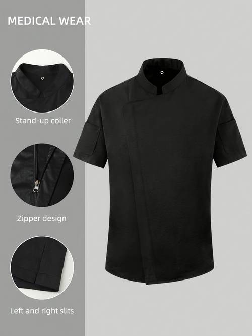 uniform short sleeve zip up with pockets high end fabric for baking cooking and restaurant use uniform attire durable