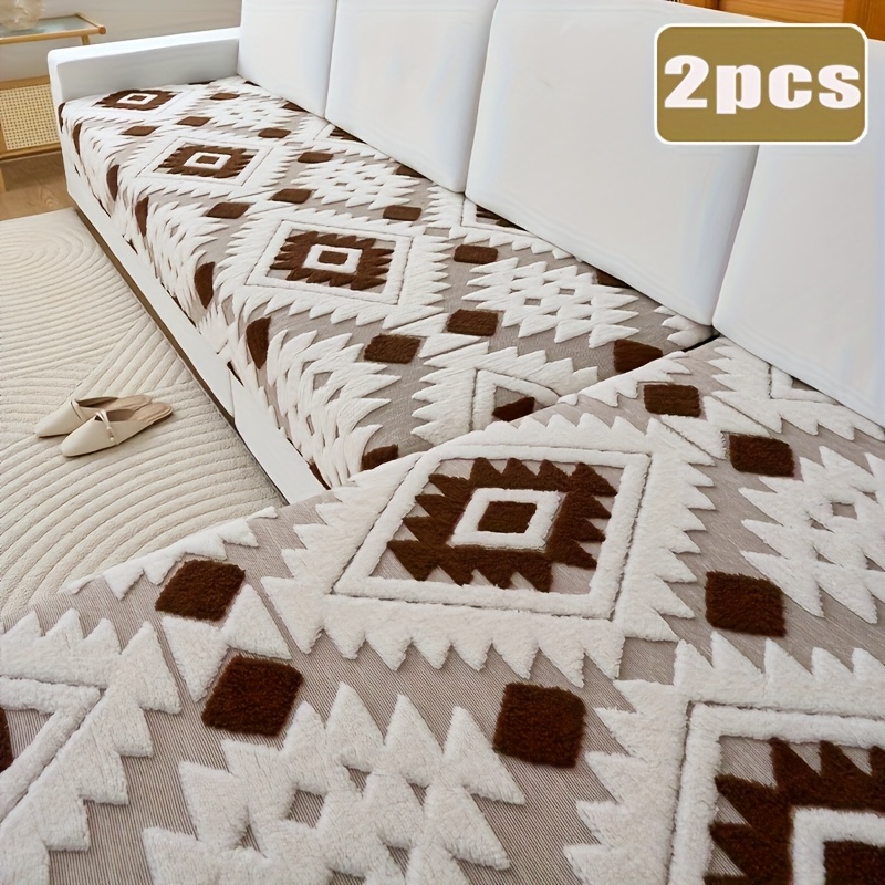 2 Bohemian Style Fashionable Jacquard L-shaped Sofa Covers, Machine Washable, Use/home And Office Decoration