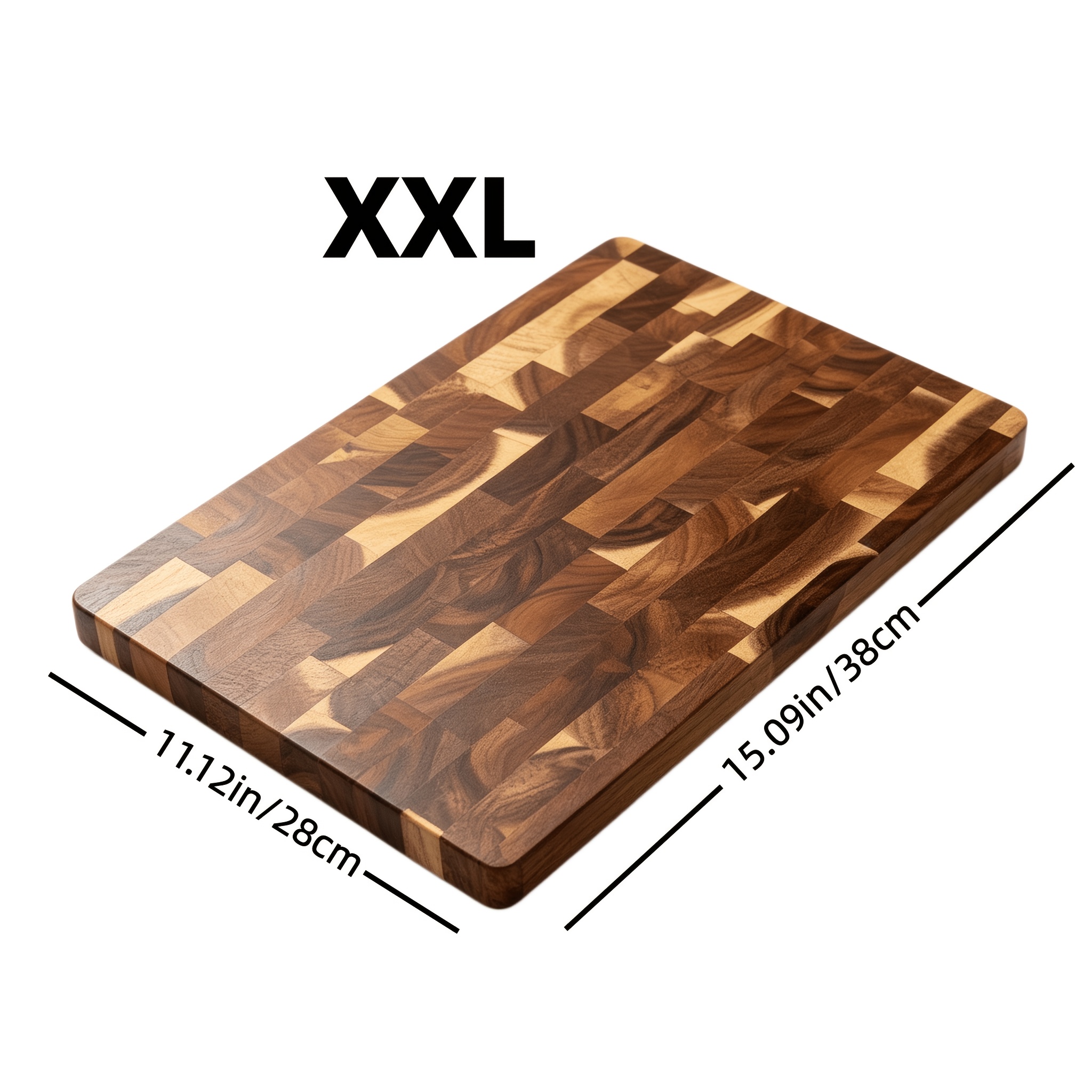 TEMU Plus Size Thickened Acacia Solid Wood Cutting Board, 3 Sizes , End Grain Splice Anti-cracking Design, Durable And Knife-friendly. Separate And