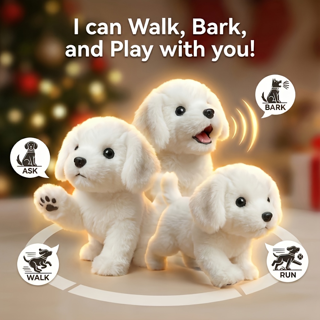 simulation machine dog puppy interacts like a real electronic dog and is suitable for children to play with interactive toys that   and make sounds the special edition   with a drawstring and a cute bow tie ideal birthday gift Product details 0