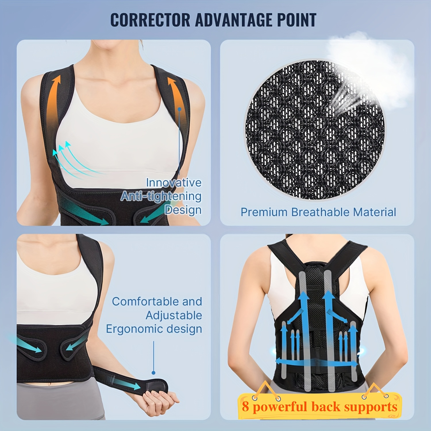 women and men adjustable back posture belt back brace for posture for women posture brace provides support and shape for neck Product details 4