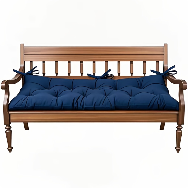 item picture a long bench cushion with ties   in four sizes in navy featuring a polyester cover and polypropylene filling machine washable suitable for indoor outdoor use year round   living rooms patios