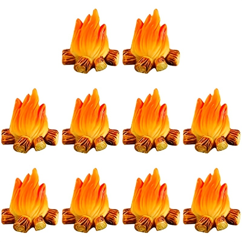 

7pcs/15pcs Resin Campfire Flame Miniatures, Artificial Micro Fire Model, No Electricity Required, Decorative Log Fireplace For Halloween Landscaping And Micro Ornament Crafting