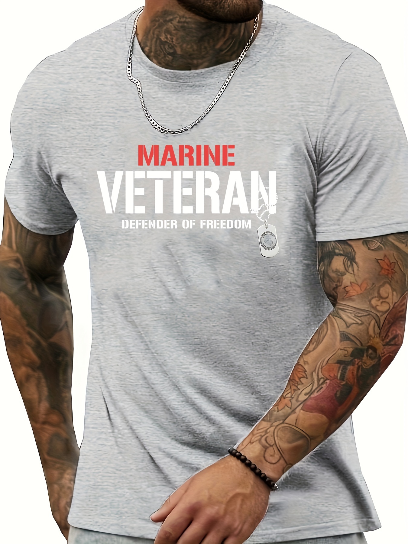 Men's Marine Life Graphic T-Shirt, 3D Digital Print, Casual Slightly Stretch Breathable Loose Tee, Men's Clothing for Outdoor,Temu