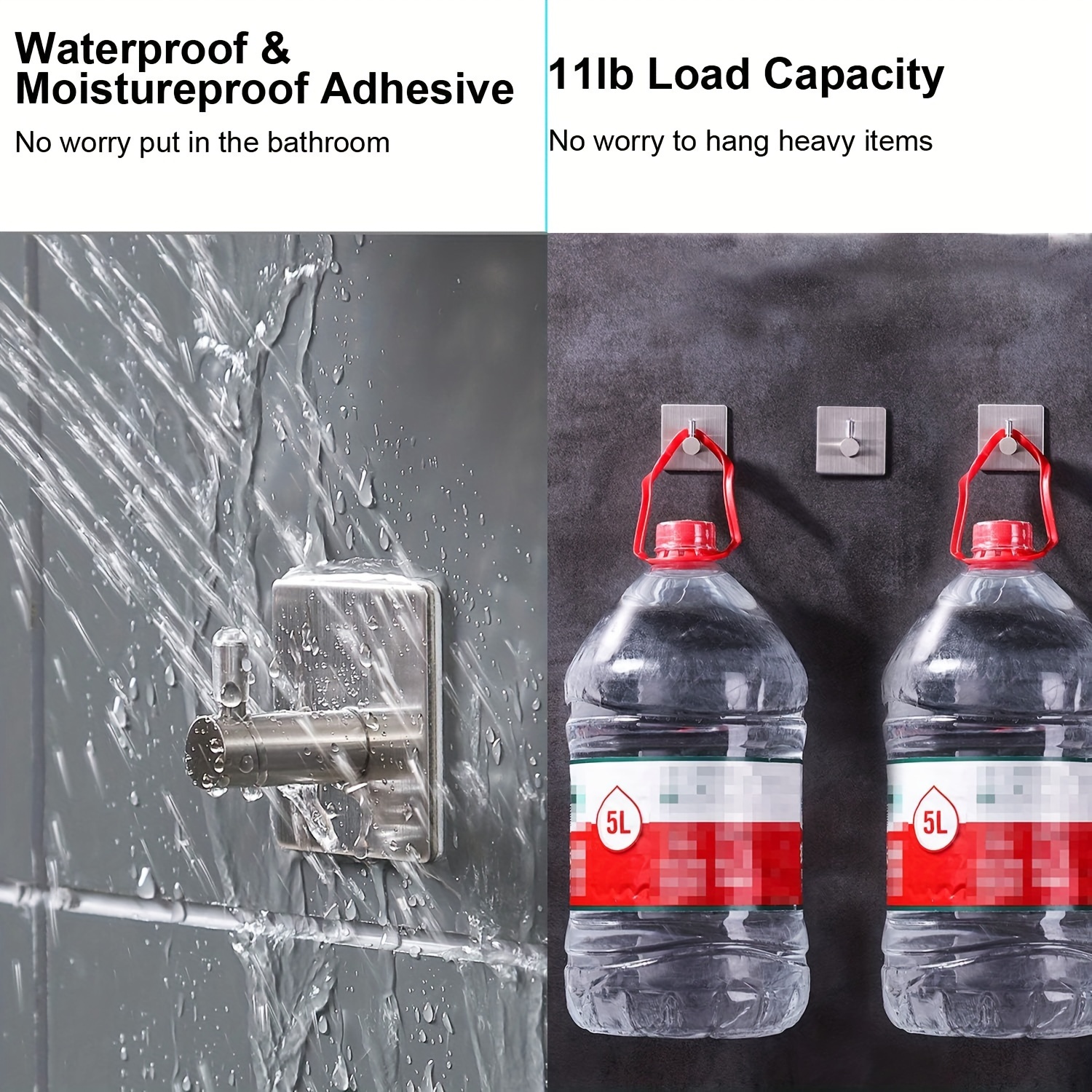 4pcs Adhesive Heavy Duty Wall Hooks, Waterproof Stainless Steel Hooks For Hanging Coat, Hat, Towel Robe Hook Rack, Wall Mount- Bathroom And Bedroom Racks