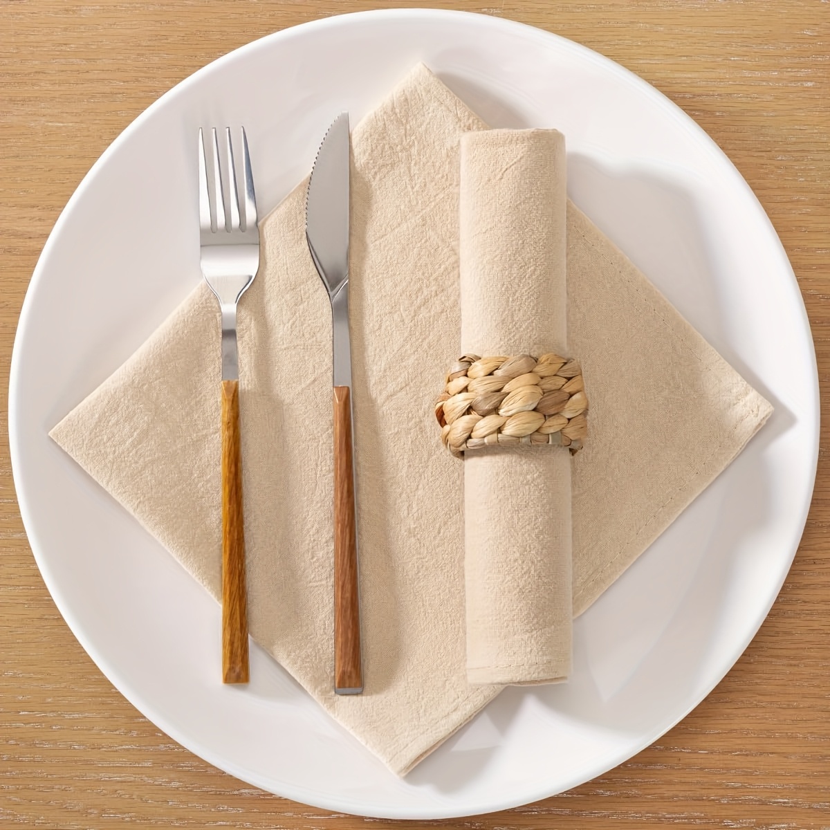 12pcs Cotton Napkins - Solid Color Woven Rectangular Table Napkins, 42x42cm, Perfect For Wedding Decor, Daily Use, Dinner, Tea Towels, Christmas Holiday Table Decor