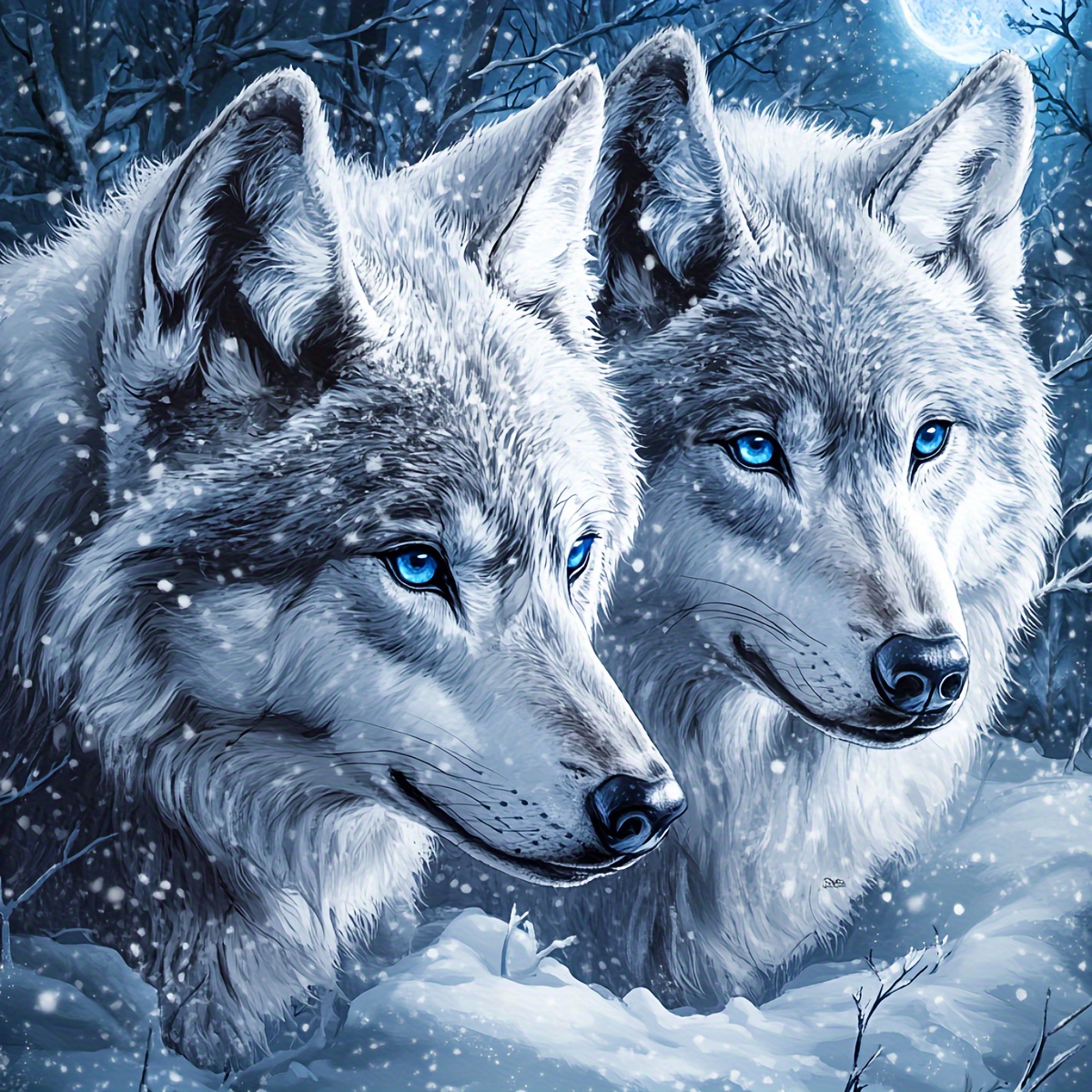 

Jozysh 5d Diamond Painting Kit | Large Size Wolf In Snow Diamond Art | Round Acrylic Rhinestones Mosaic Craft Set For Beginners | Diy Gem Art Wall Decor | Holiday Gift 40x40cm/15.7x15.7 Inch