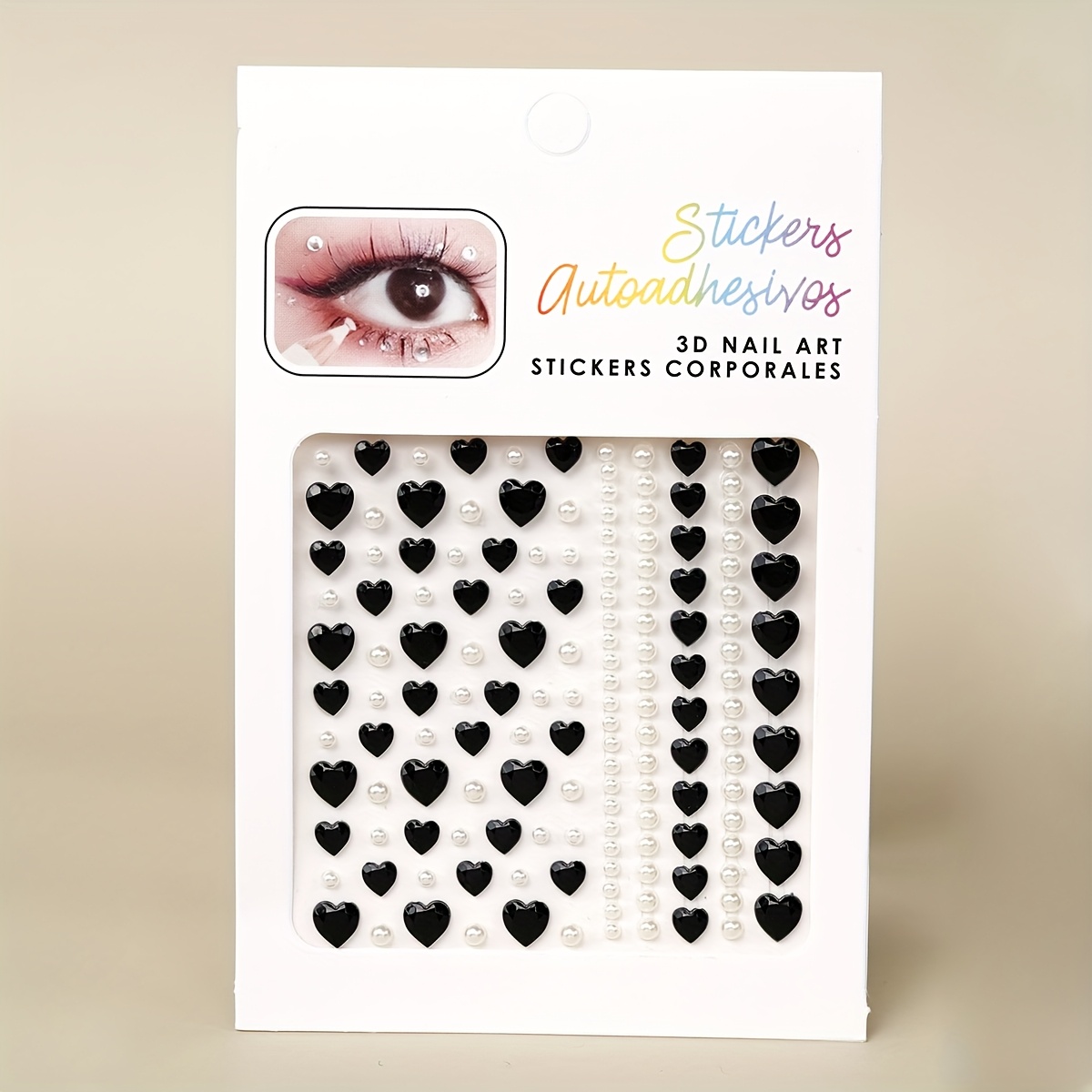 TEMU Pegatinas Negro con Diamantes de + Perlas Falsas para Mujer, Decoración Facial 3D, Perfectas para Regalos Festivos, Festivales de , Fiestas y