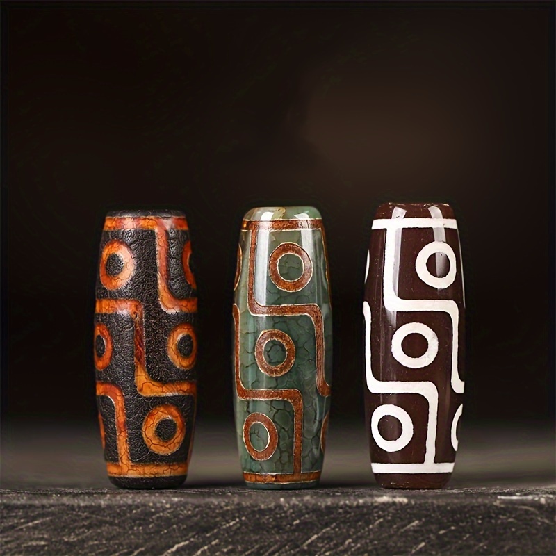 

1pc Natural Stone Cylinder Geometric Pattern Long Tube Beads