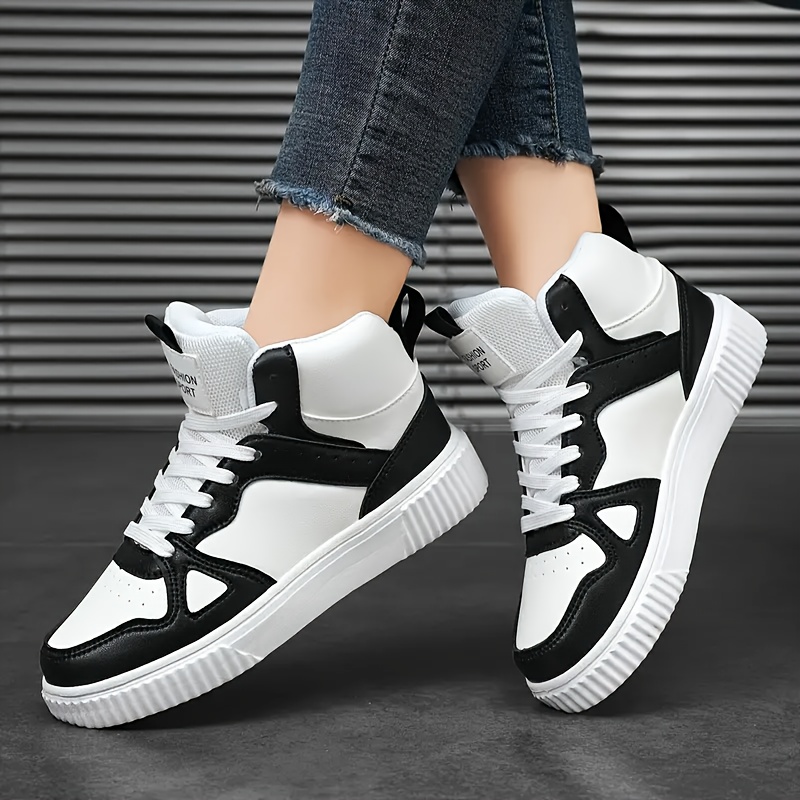 

Women's Colorblock Casual Sneakers, Lace Sole Platform Skate Shoes, High-top Versatile Walking Shoes