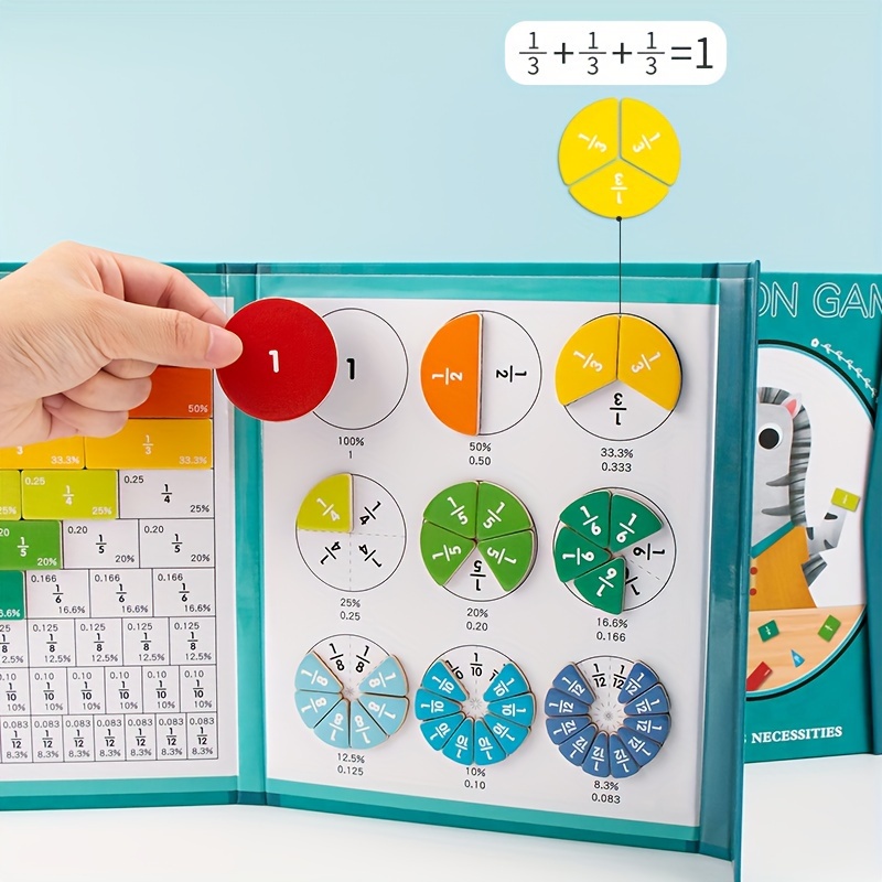 

Magnetic Fractions Book, Math Enlightenment Teaching Aids, Size Comparison And Cognitive Fractions Combination Educational Toy