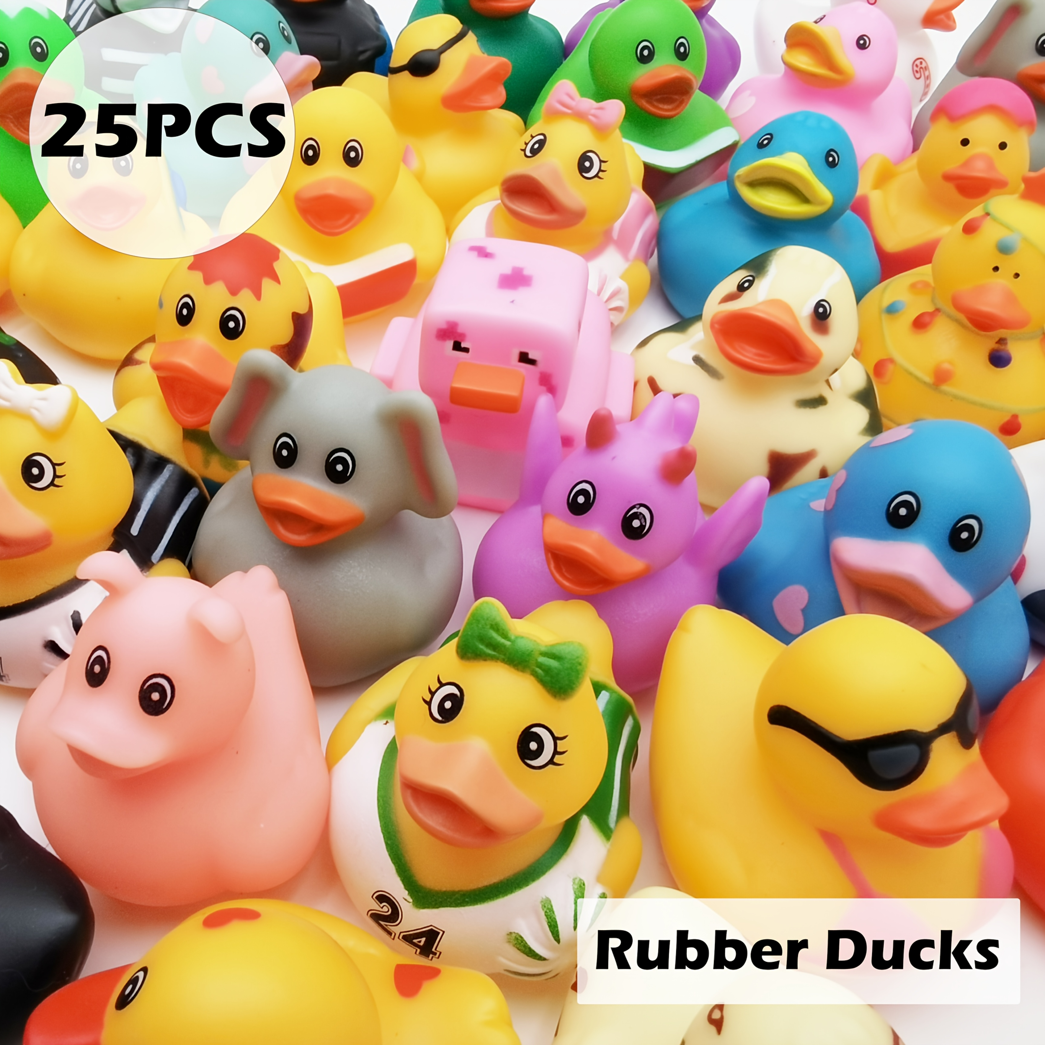 TEMU Rubber Duck Assortment (25pcs) Rubber Duck Toy Duckies For Kids, Bath Birthday Gifts Baby Showers Classroom Incentives, Summer Beach And Pool