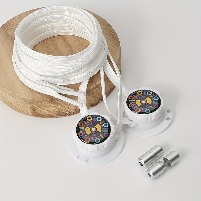 Image of 1 Pair Of 1pc No-tie Lazy Shoelaces, Unisex No-tie No-lace Flat Wide Shoelaces With Rotating Double-layer Flat Knob Buckles