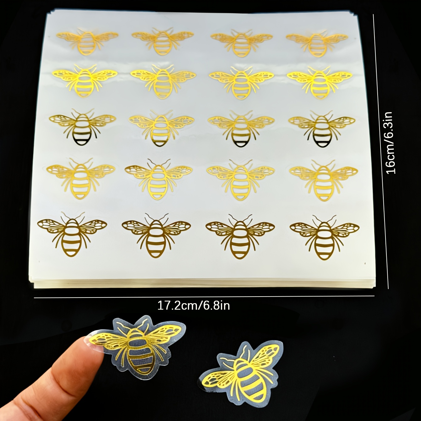 Image of 100pcs Cute Bee Stickers, Vinyl Transparent Decals For Crafts, Wedding Invitations, Planner Decoration & Gifts, Bee Lovers, Stationery Enthusiasts