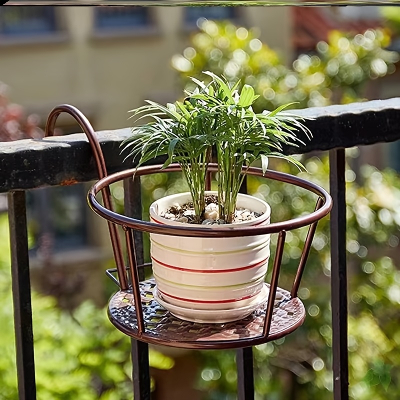 TEMU Pmmj Set Of 6 Black/ Bronze Wrought Iron Hanging Planters - Wall-mounted Flower Holders With Hooks For Indoor & Outdoor Use. Circular Storage