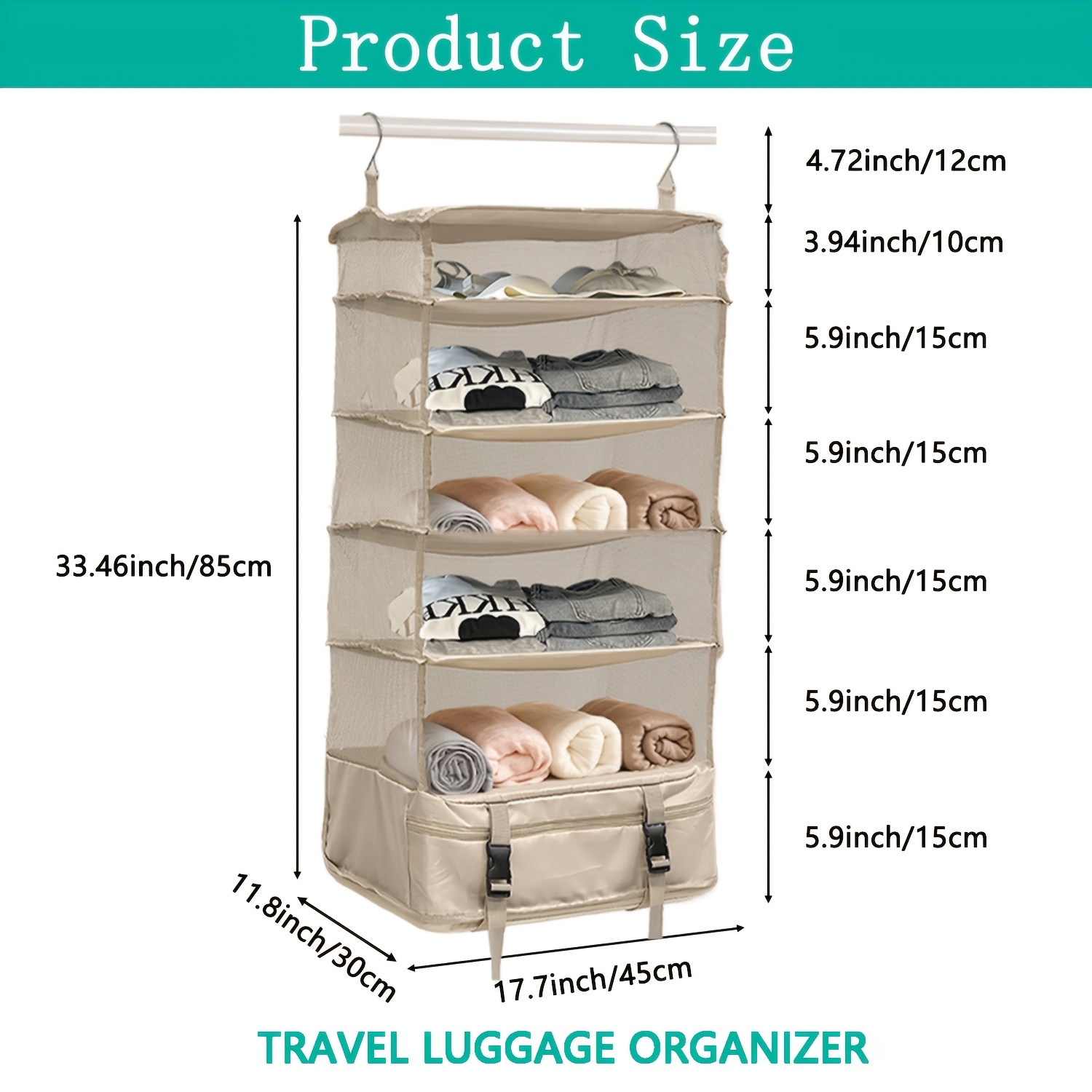   box portable 5 tier folding organiser   strap luggage packing organiser extra large carry on wardrobe   oxford fabric luggage suitcase luggage hanging suitcase travel luggage organiser extra large capacity