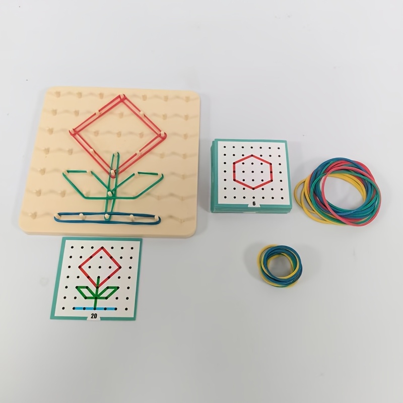 TEMU 4pcs Geometric Board Shape Puzzle Set, Geometric Pegboard Jigsaw, Thinking Educational Tabletop Activity, Shape Recognition, Brain Teaser